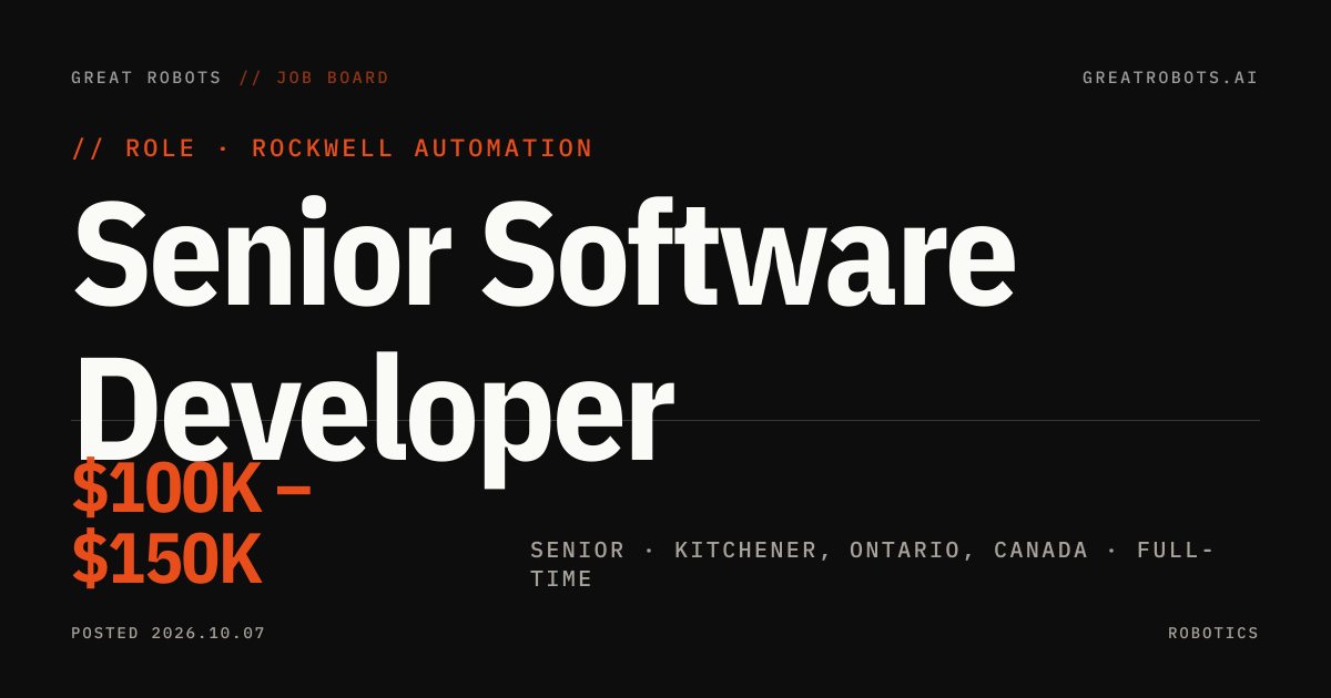 Senior Software Developer at Rockwell Automation | Great Robots